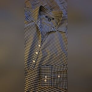 Black and White Checkered Quarter Button-Up Blouse